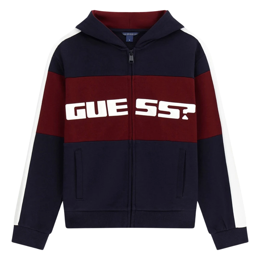 Guess Boys Blue Kids Sweatshirts, 7 Y, Logo Zip Up Top