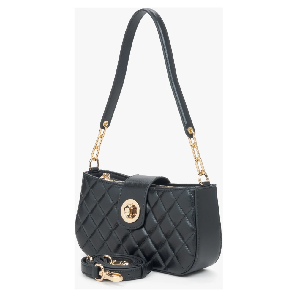 Estro Zwarte Gewatteerde Leren Baguette Tas voor Vrouwen Er00115488 Black Dames