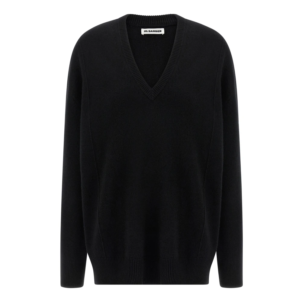 Jil Sander Women's Black Wool And Cashmere V-Neck Jumper - V-Neck Knitwear - Xs - Knitwear