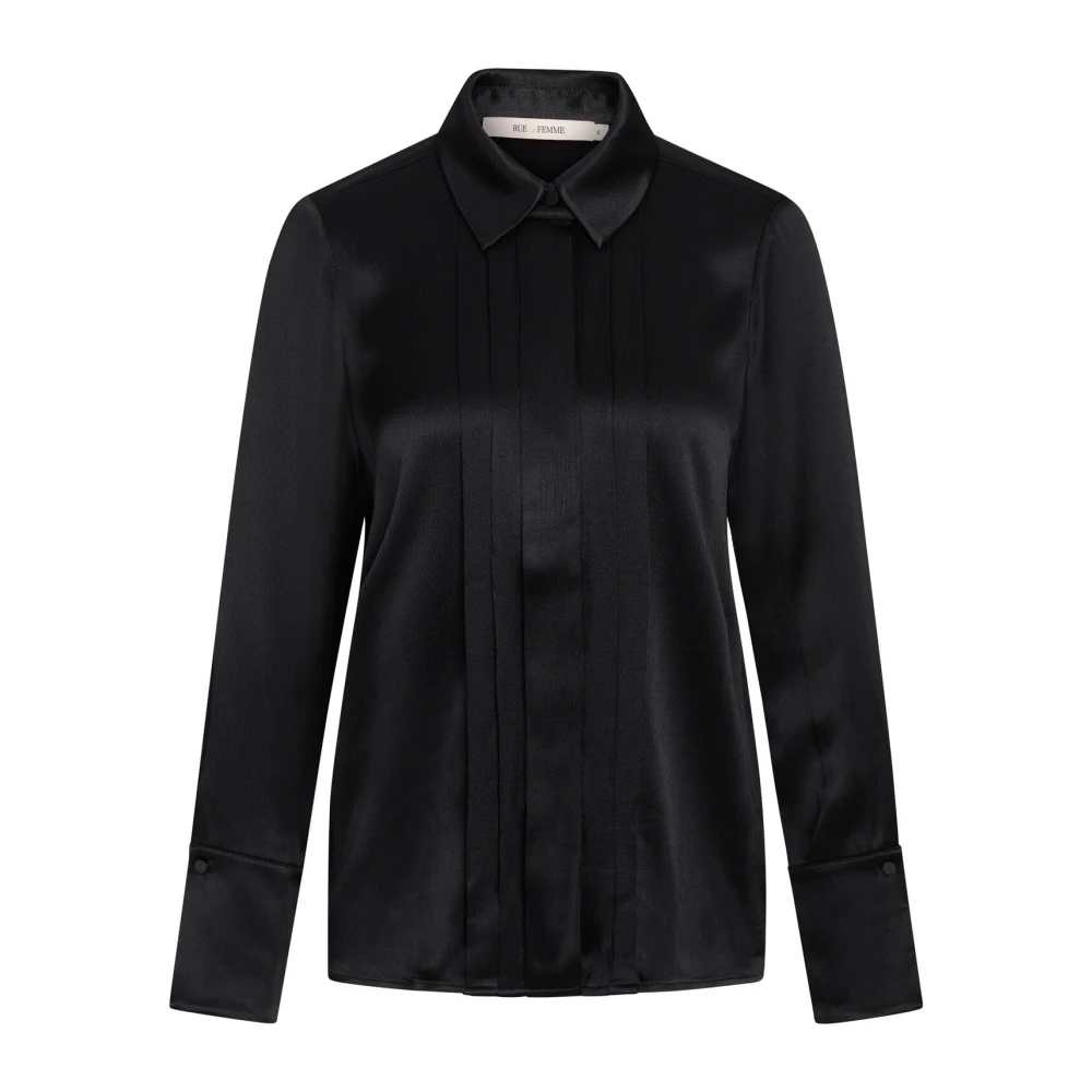 RUE de Femme Elegante Zwarte Blouse met Geplooide Details Black Dames
