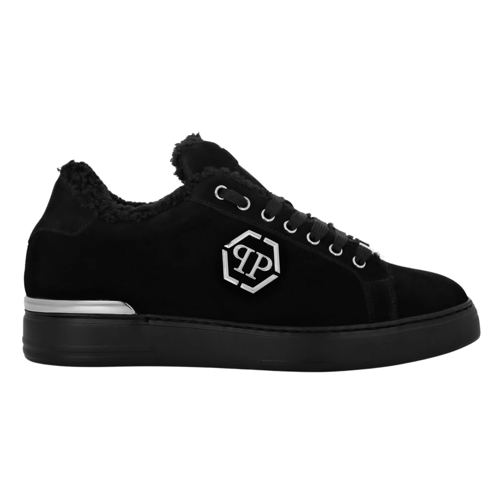 Philipp Plein Suede Fur Low Top Sneakers Carson Heren Schoenen Zwart