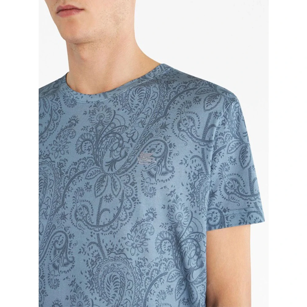 ETRO Paisley Jersey Katoenen T-shirt Blue Heren