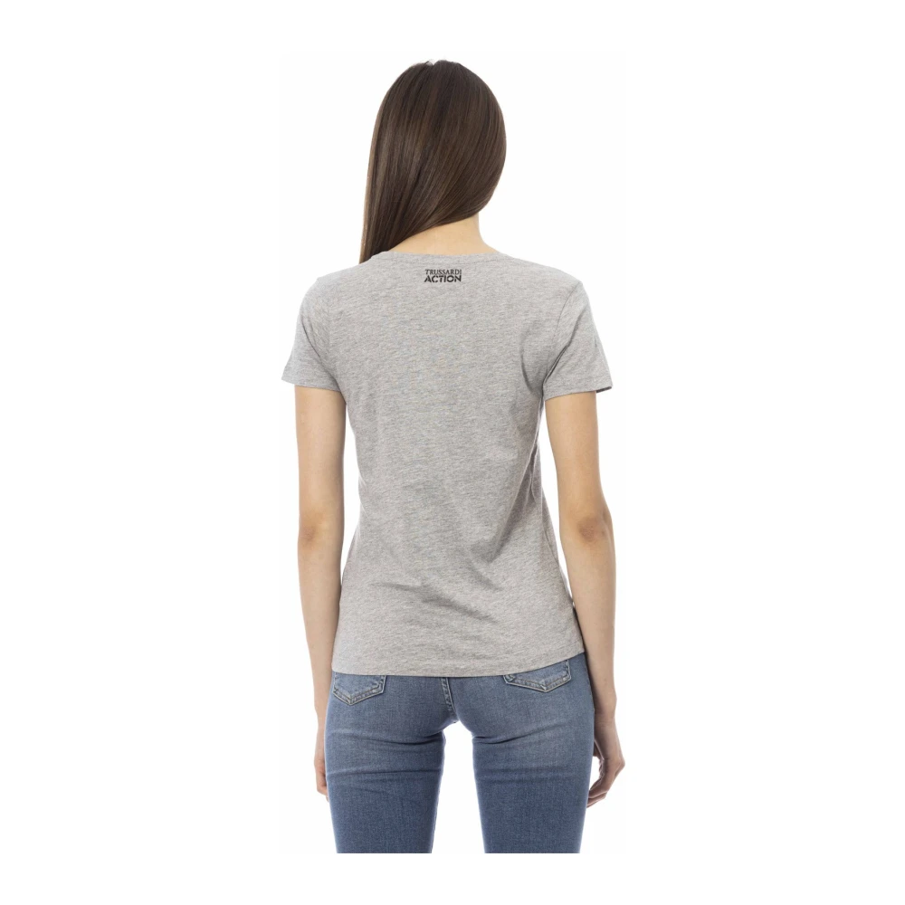 Trussardi Action T-Shirt Korte Mouw Ronde Hals Voorprint Gray Dames