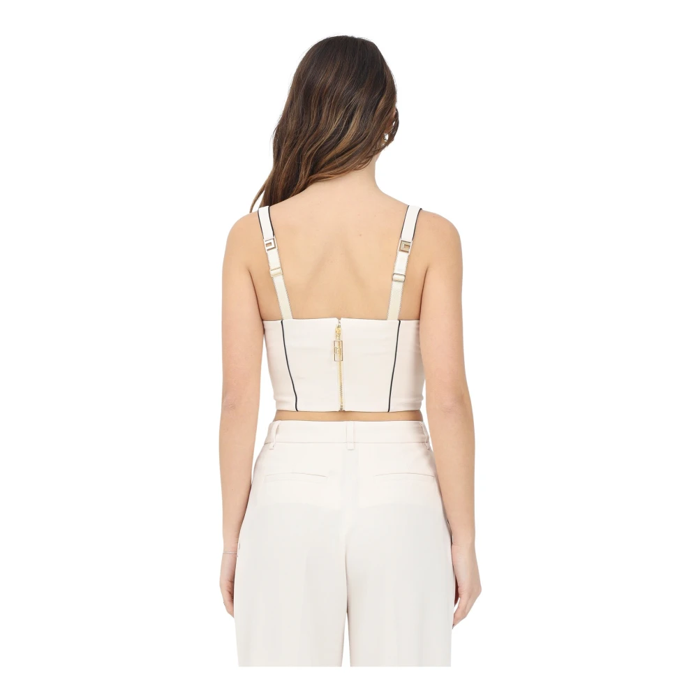 Elisabetta Franchi Witte Bustier met Zwarte Details White Dames