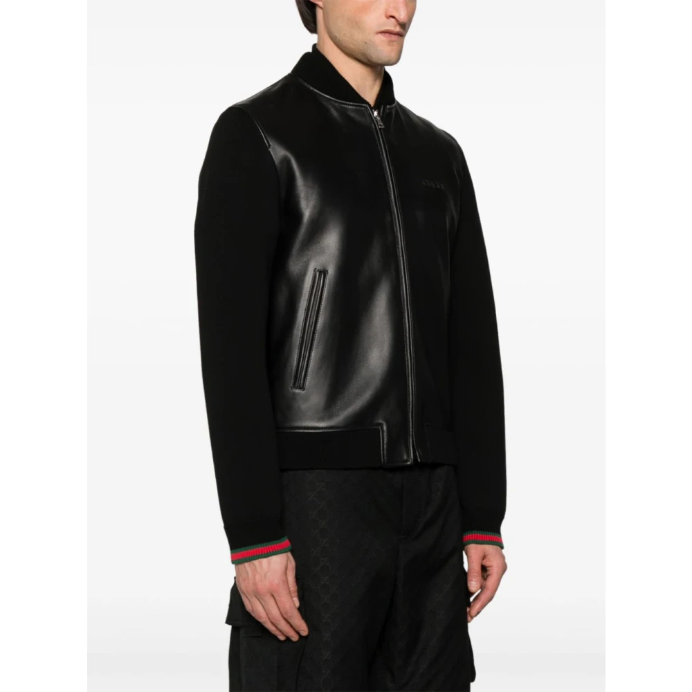 Gucci Zwarte Bomberjack met Logopatch Black Heren