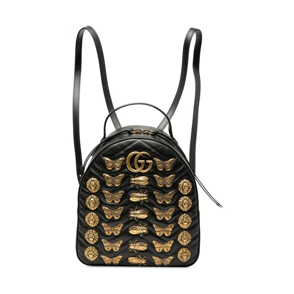 Gucci Vintage Women's Black Pre-Owned Leather Backpack