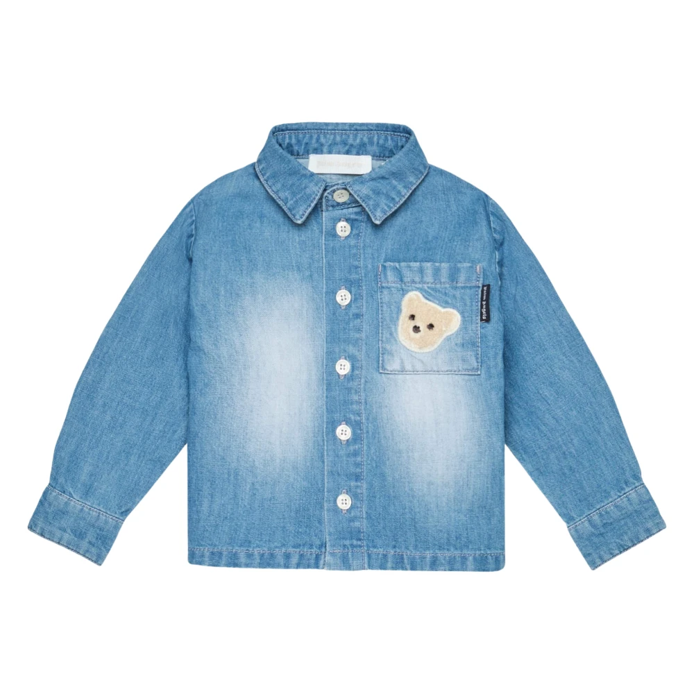 Palm Angels Boys Blue Patch Logo Chambray Shirt - Kids Shirts - 3 Y - Kids