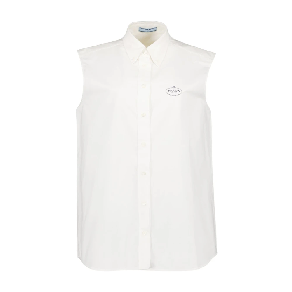 Prada Mouwloos Klassiek Overhemd White Dames