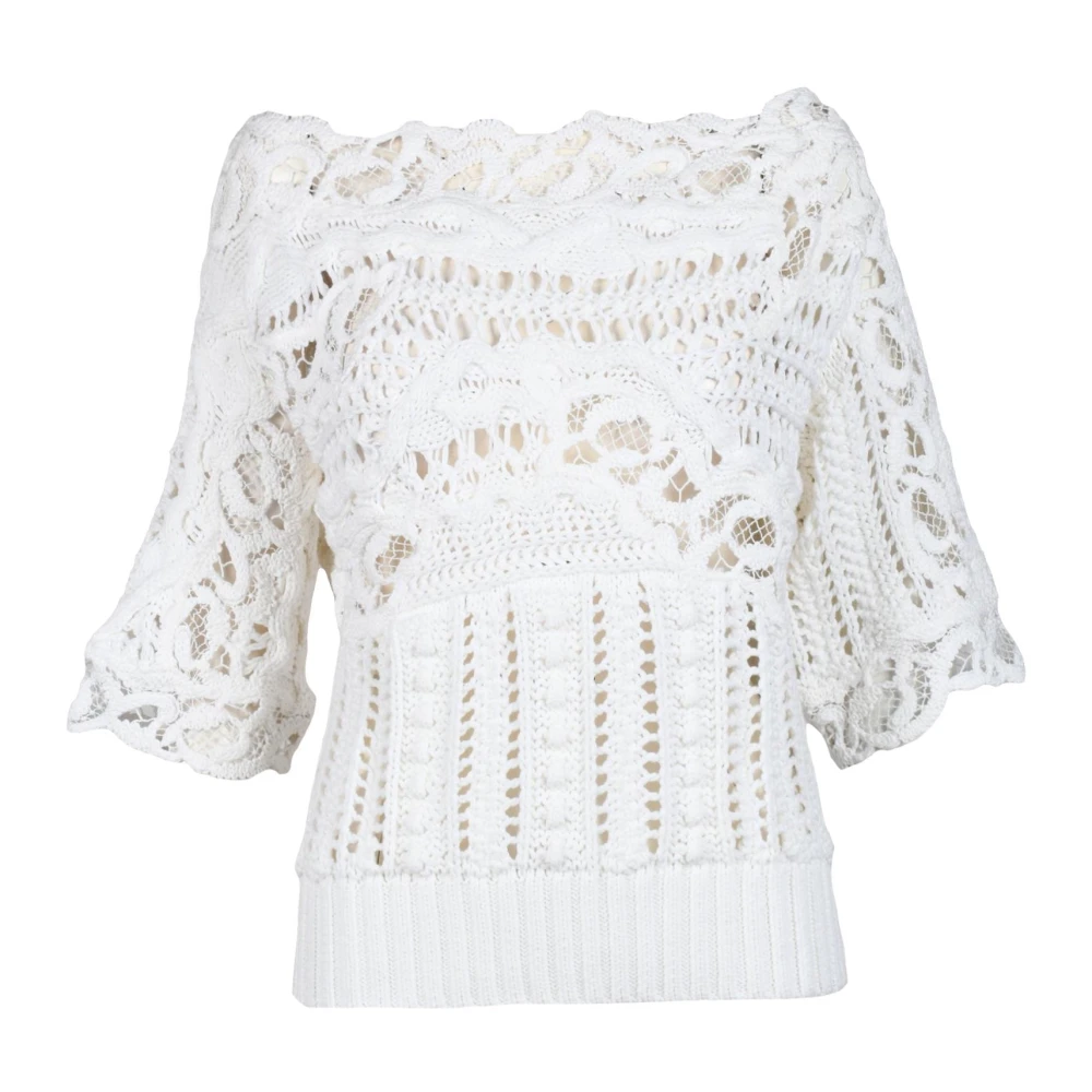 Ermanno Scervino Katoenmix Gebreide Trui White Dames
