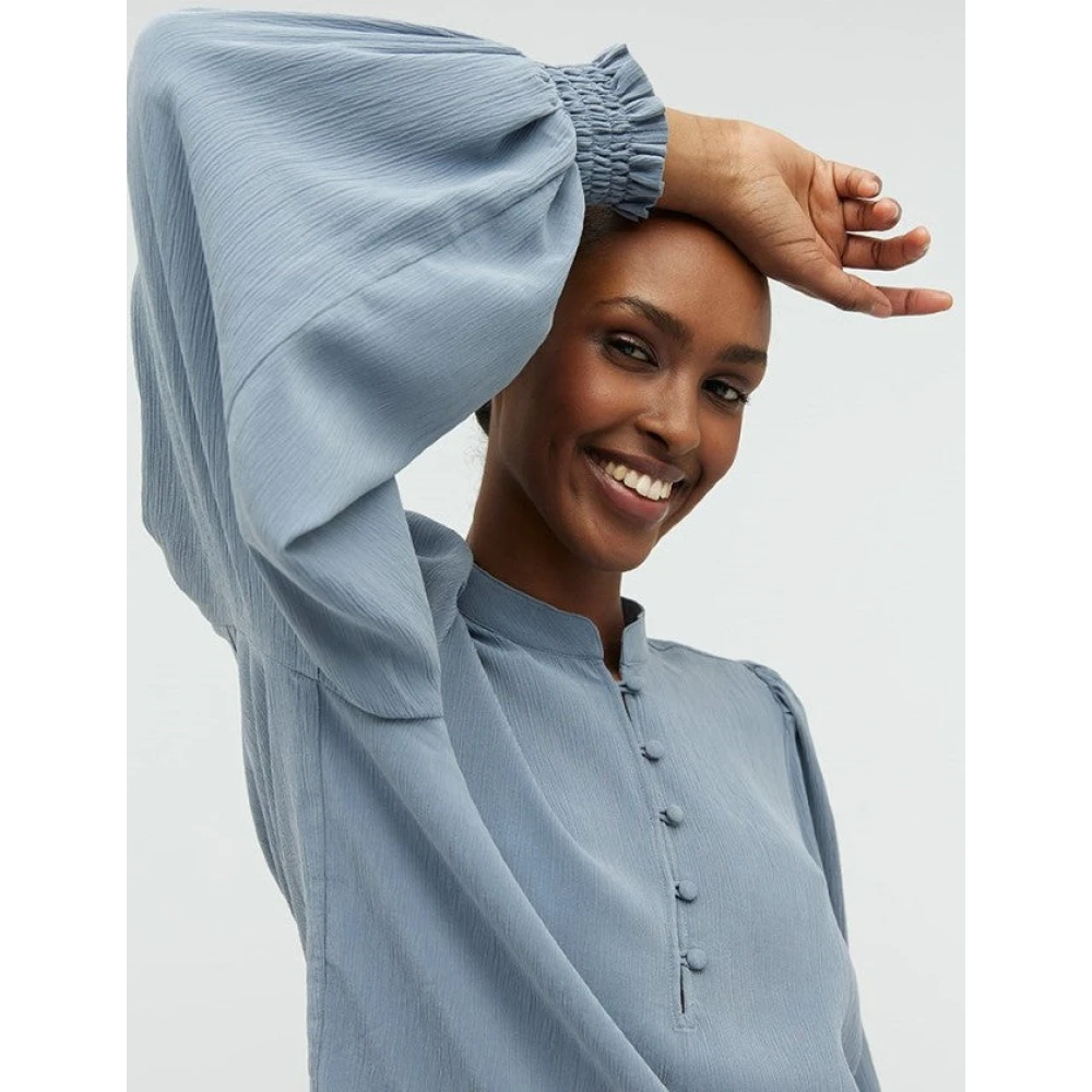 MbyM Blauwe Edeline Mandarin Kraag Blouse Blue Dames