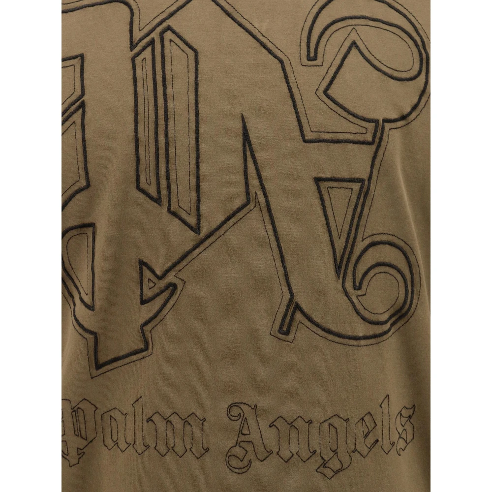 Palm Angels Bruine Crew-neck T-shirt Losse Pasvorm Green Heren