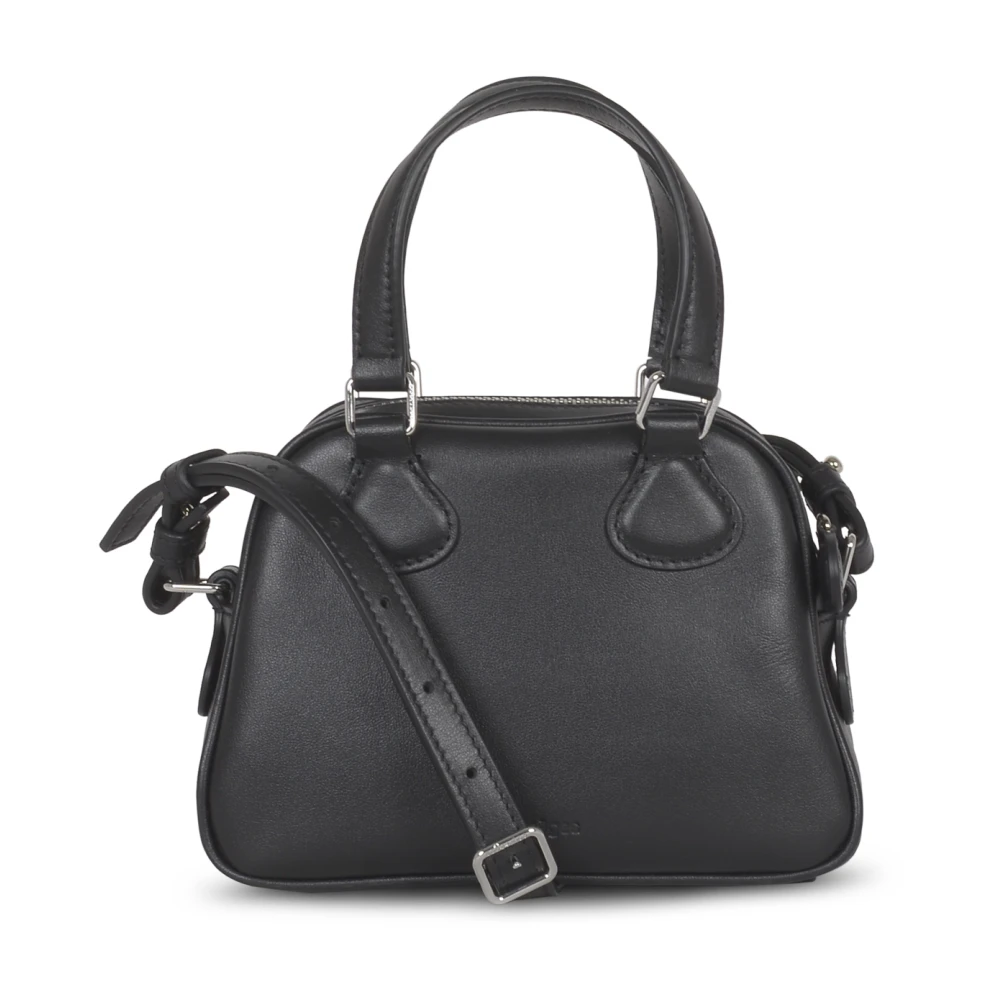 Courrèges Zwarte Leren Bowlingtas Black Dames