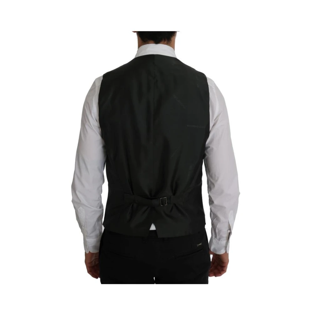 Dolce & Gabbana Gestreepte katoenen vest met verstelbare band Black Heren