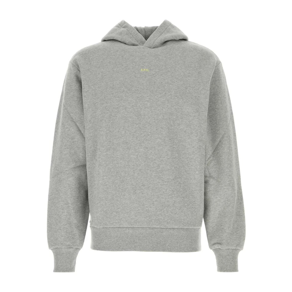 A.p.c. Men's Gray Hoodies,, Grey Cotton Milo Sweatshirt Small