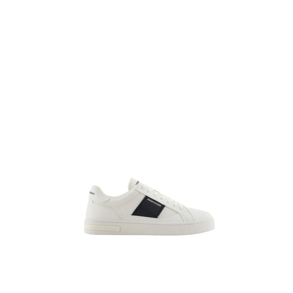Armani Exchange Men's White Sneakers,, Blue Trainers For Stylish Look Size 7 Uk