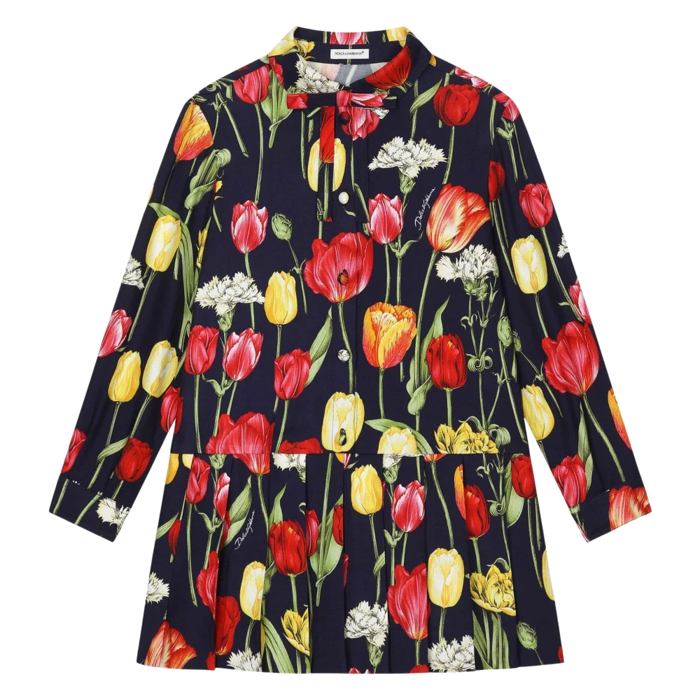 Dolce & Gabbana Multicolor Dresses, Female, 12 Y, Tulip Print Girls Dress Multicolour
