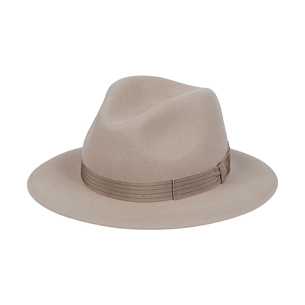 Borsalino Beige wol kasjmier hoed met brede band Beige Heren