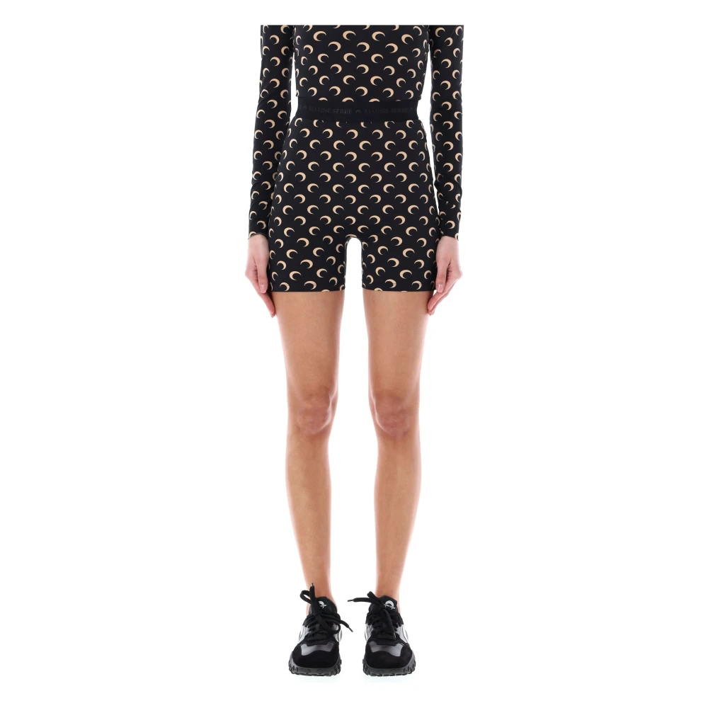 Marine Serre Zwarte Moon Yoga Shorts Black Dames