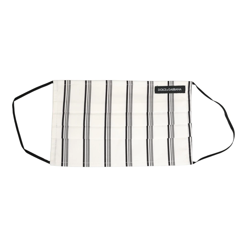 Dolce & Gabbana Striped Pleated Face Mask - Male - Accessories - White - One Size - Accessories - Image 3