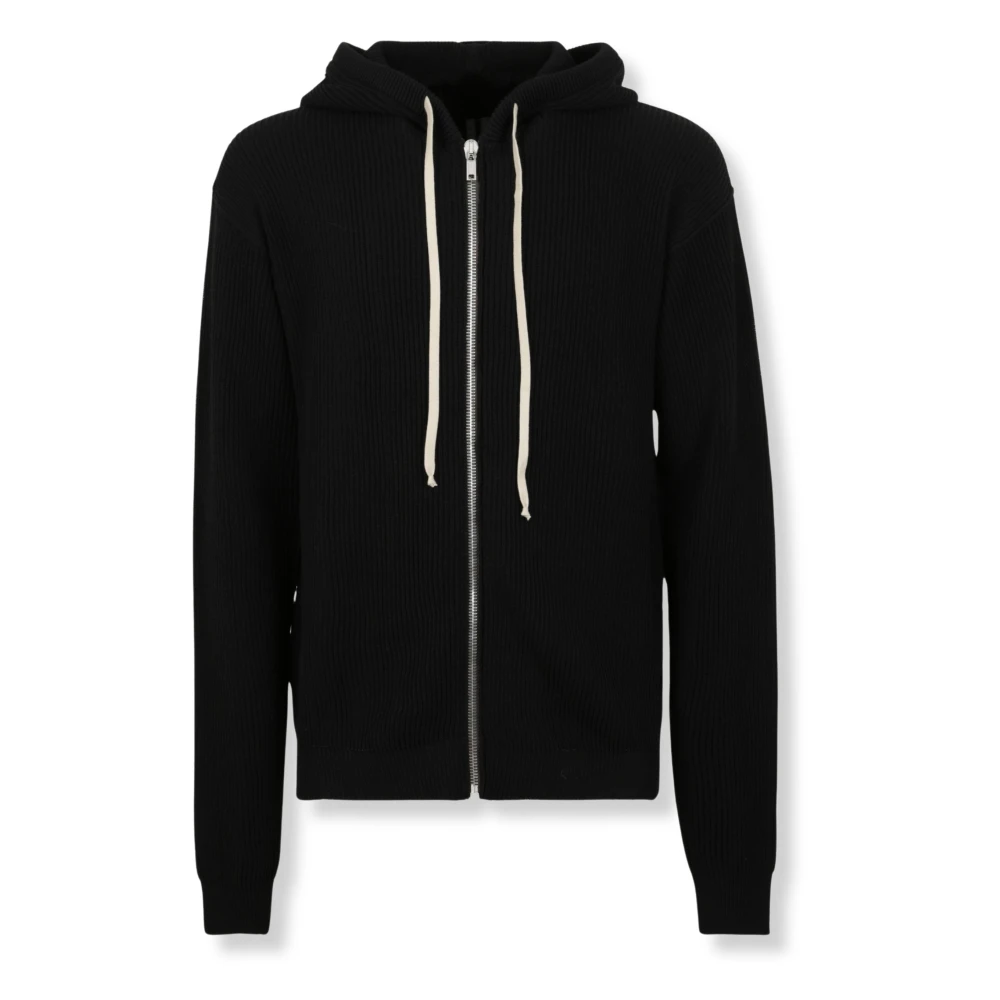 Rick Owens Men's Black Temple Zipped Hoodie - Zip-Throughs - L - Sweatshirts & Hoodies
