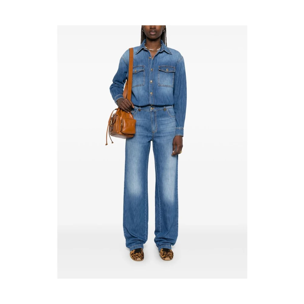 Elisabetta Franchi Indigo Blauwe Jumpsuit met Zakken Blue Dames