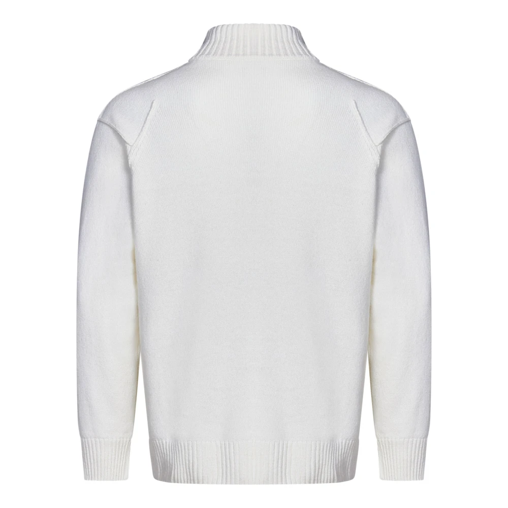 C.P. Company Witte Sweater met Ritssluiting en Lens Detail White Heren