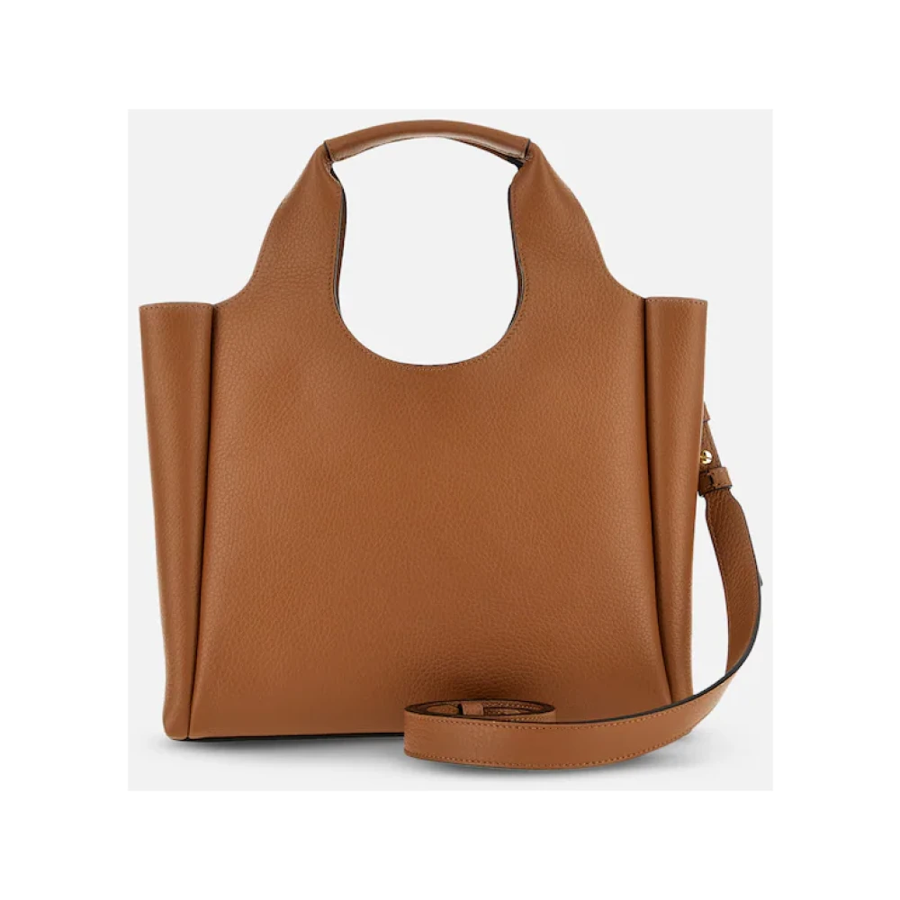 Hogan Gestructureerde leren shopper met Maxi H Brown Dames
