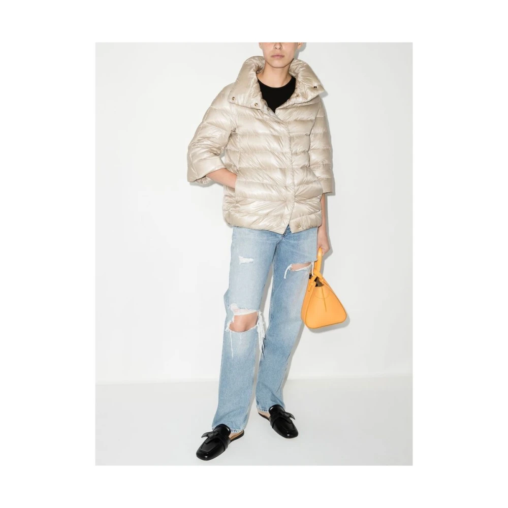 Herno Beige Gewatteerd Hoognek Buitenkleding Beige Dames