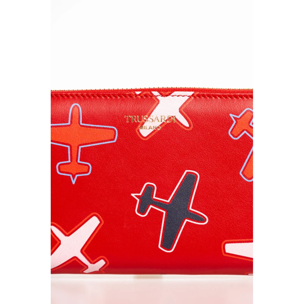 Trussardi Vliegtuigthema Ritsportemonnee Red Dames
