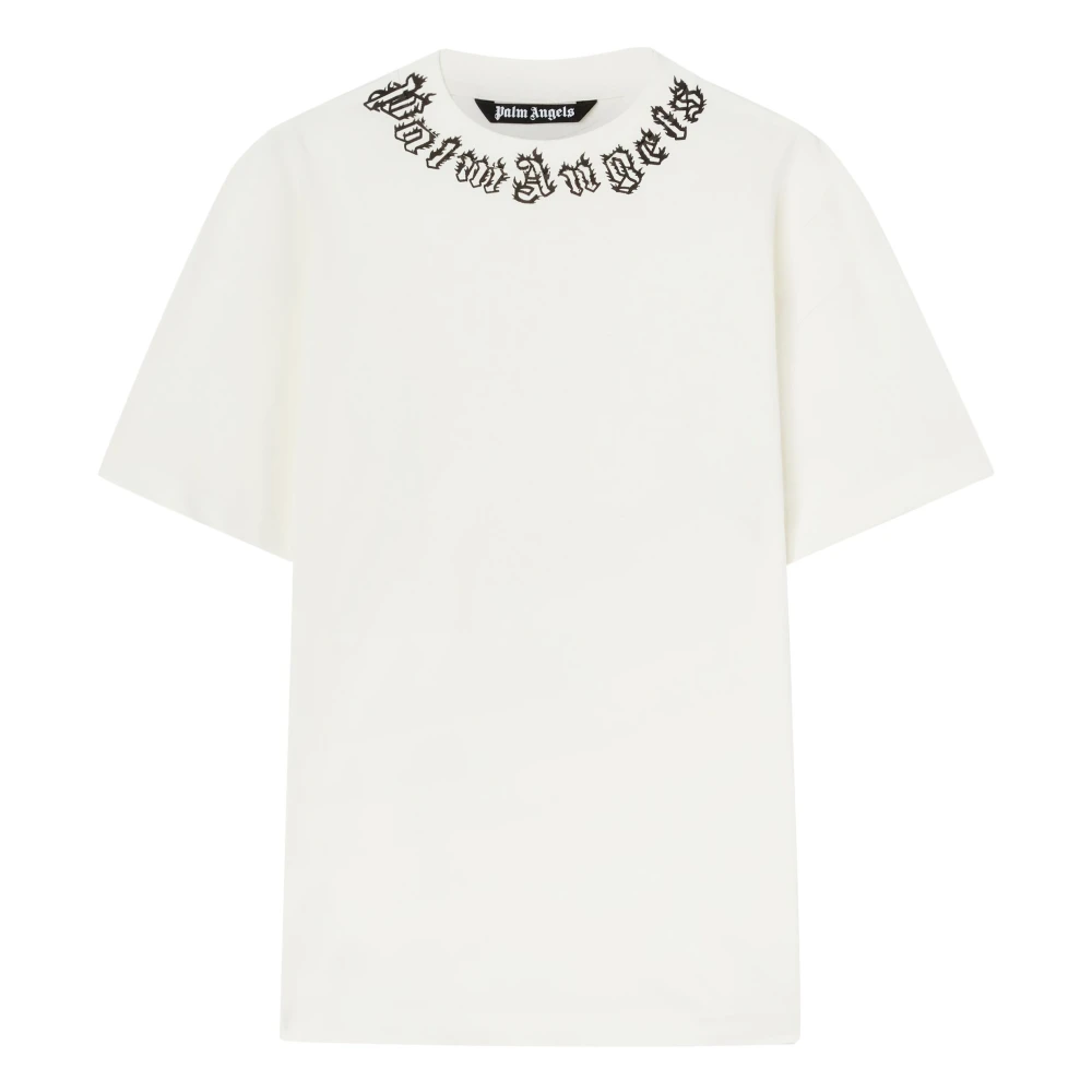 Palm Angels Wit Logo Hals T-shirt White Heren