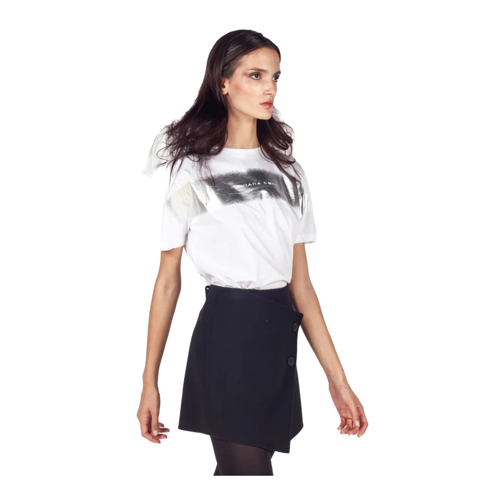 Liviana Conti Logo Print Jersey T-shirt Wit White Dames