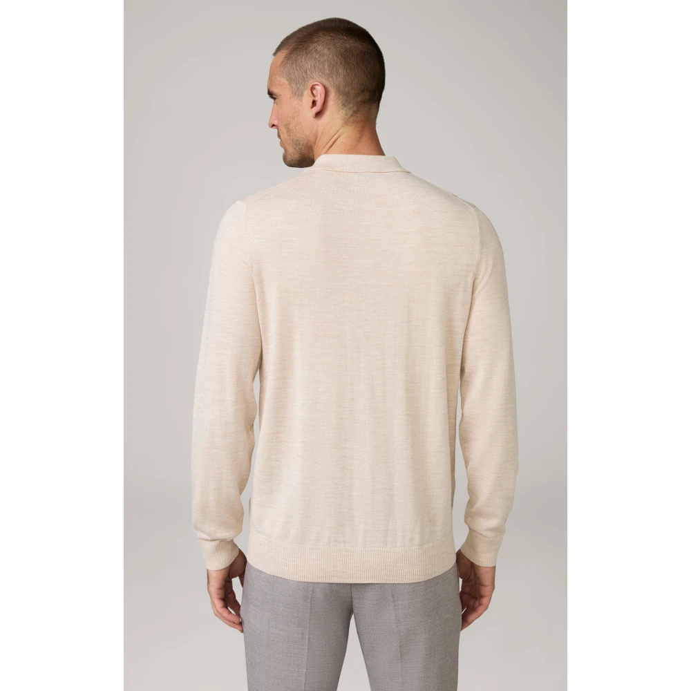 Joop! Lichtbeige wollen trui polostijl Beige Heren