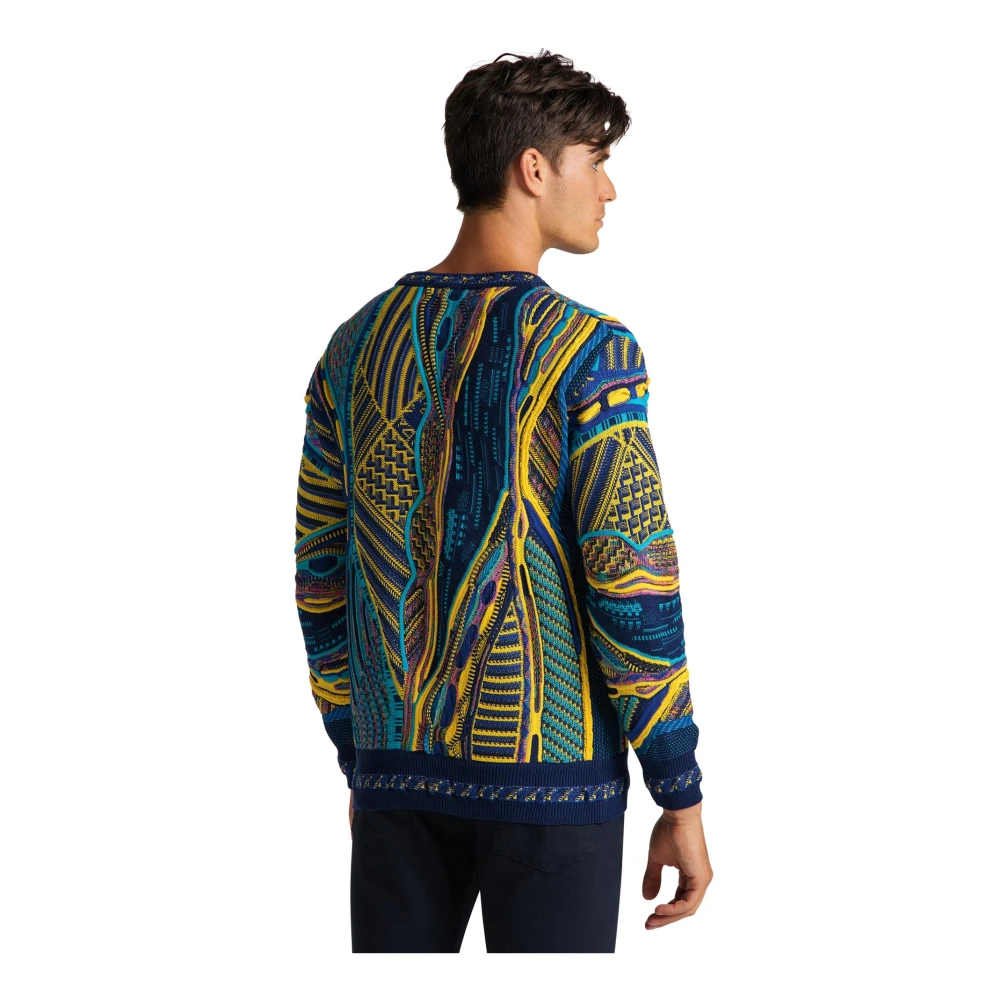 carlo colucci Moderne Gebreide Trui met Opvallend Patroon Multicolor Heren