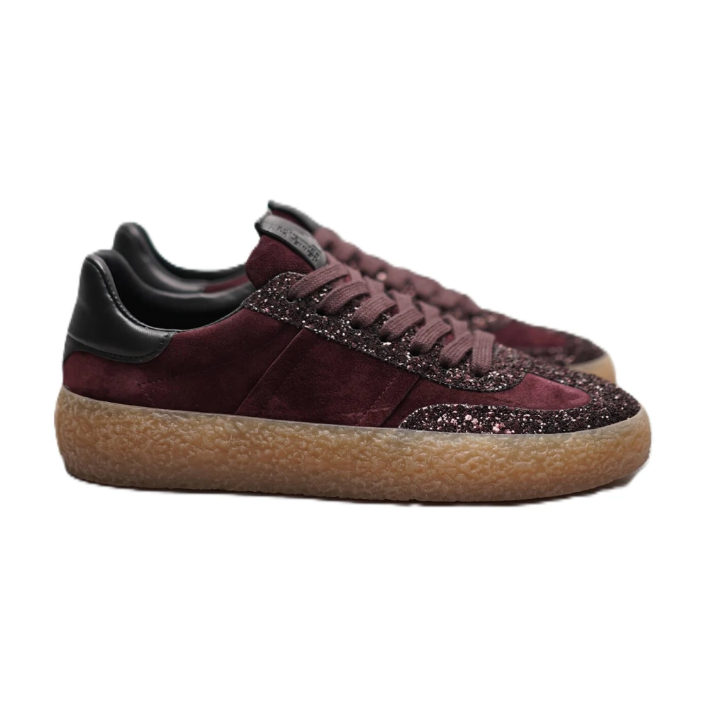Kennel & Schmenger Glitter Platform Sneaker met Velours en Leren Details Dames Schoenen Bruin