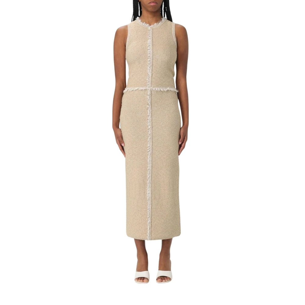 Hugo Women's Beige Knitted Dresses,, Sophisticated Boss Dress Small