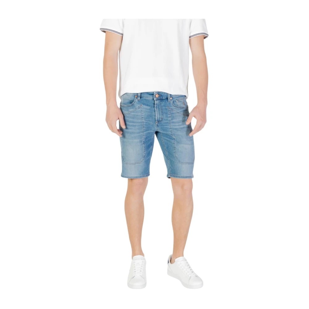 Jeckerson Men's Blue Denim Shorts, W30, Zip & Button Shorts For