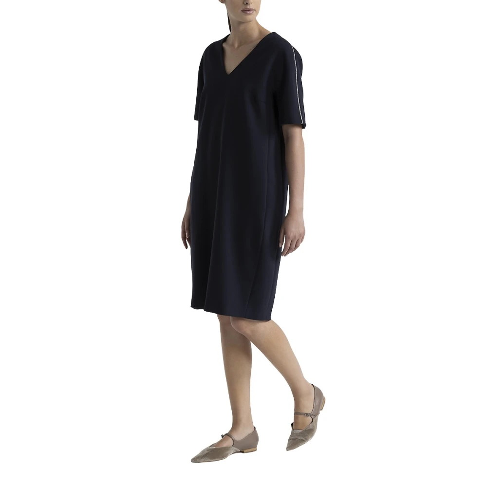 PESERICO Midi jurk met V-hals Blue Dames