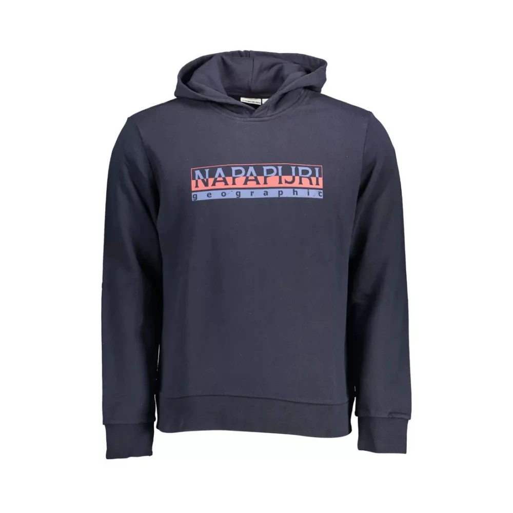 Napapijri Blauw Katoenen Hoodie met Logoprint Blue Heren