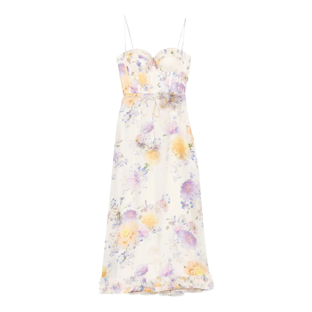 Zimmermann Women's Multicolor Midi Dresses, Xs, Luna Ruffle Midi Dress