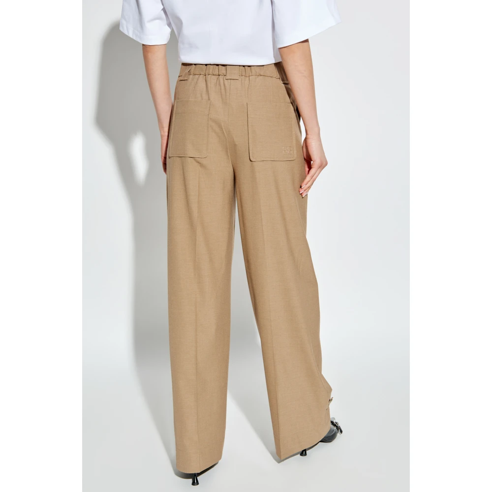 Ganni Gekreukelde broek Beige Dames