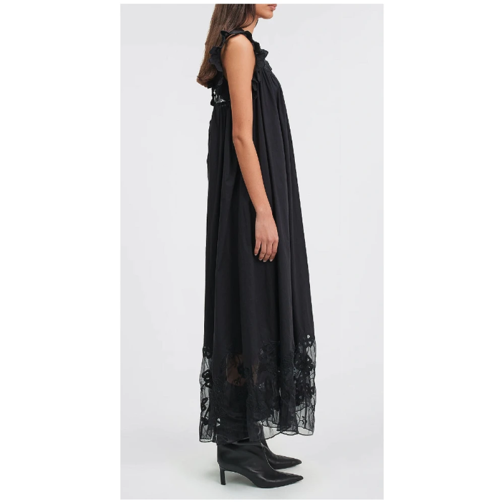 Mes Demoiselles Zwarte Kant Katoenen Mouwloze Jurk Black Dames