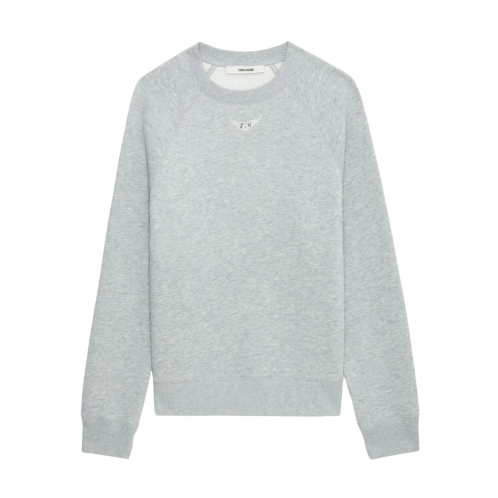 Zadig & Voltaire Grijze Sweater met Vleugels en Strass Gray Dames