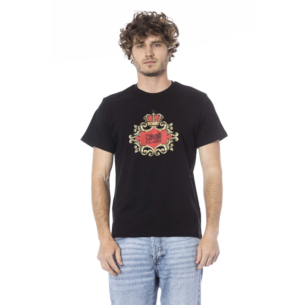 Cavalli Class Zwart Logo Print Crew Neck T-Shirt Black Heren