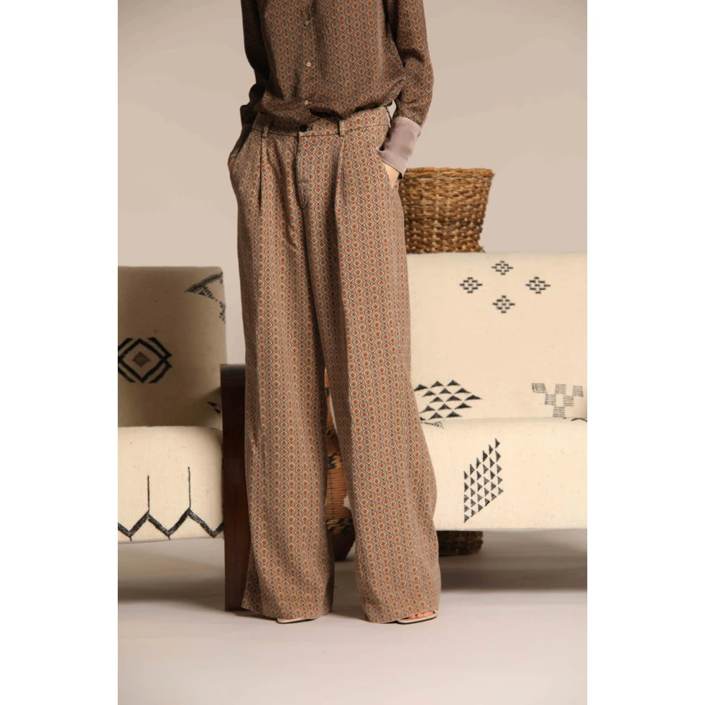 Mason's Wide Pleats Dames Chino Broek Brown Dames