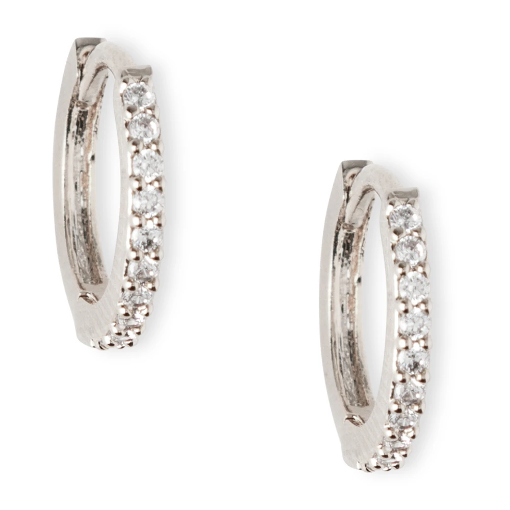Mini Pave Huggie Hoop Earrings - Silver One Size