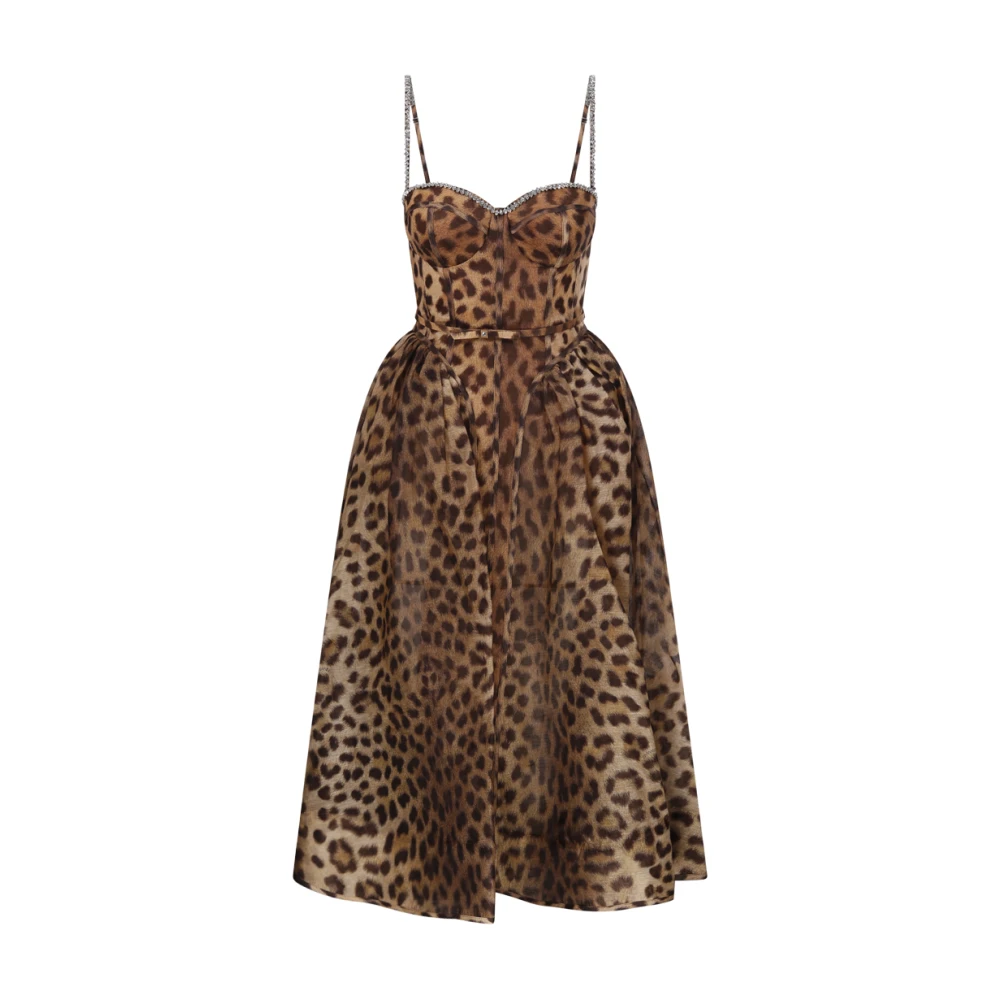 Zimmermann Luipaard Panel Midi Jurk Brown Dames