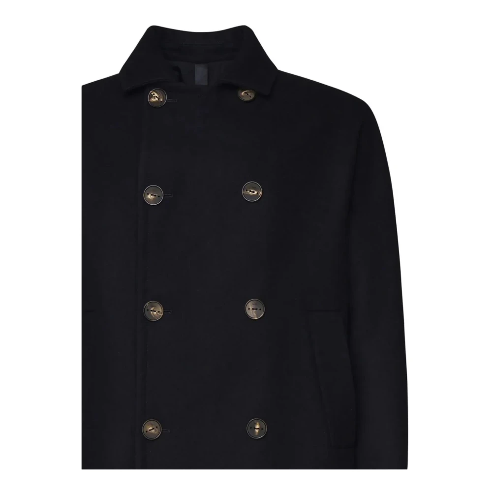 Hevo Zwarte militaire stijl wollen jas Black Heren