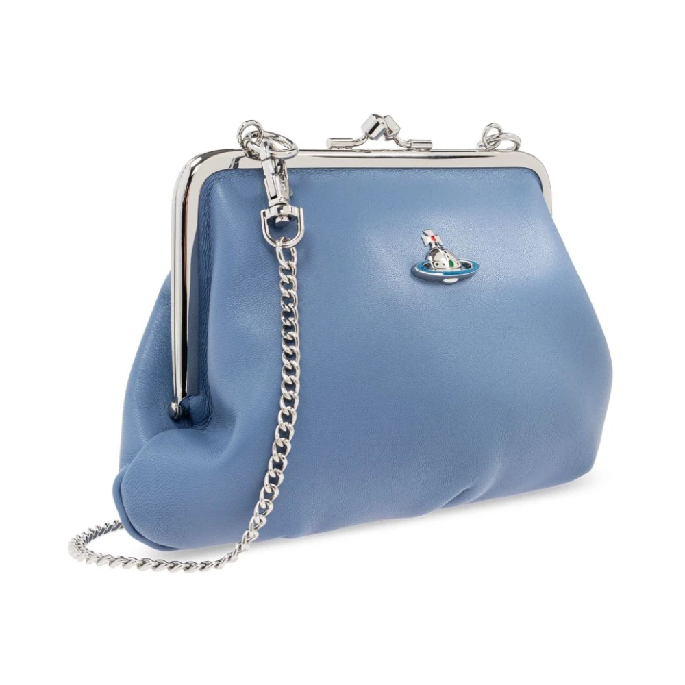 Vivienne Westwood Blauwe Twist-Lock Portemonnee met Ketting Blue Dames