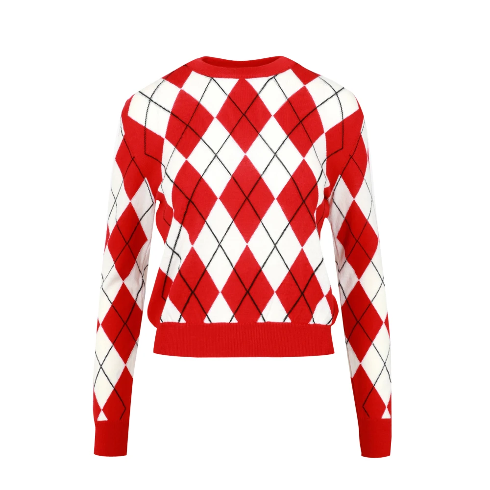 Msgm Trui met ronde hals en diamantpatroon Red Dames
