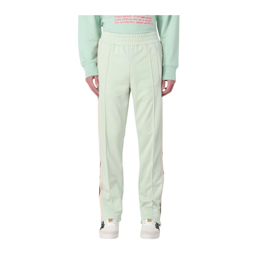 Palm Angels Men's Green Straight Trousers,, Stylish Side Stripes Track Trousers Extra Large